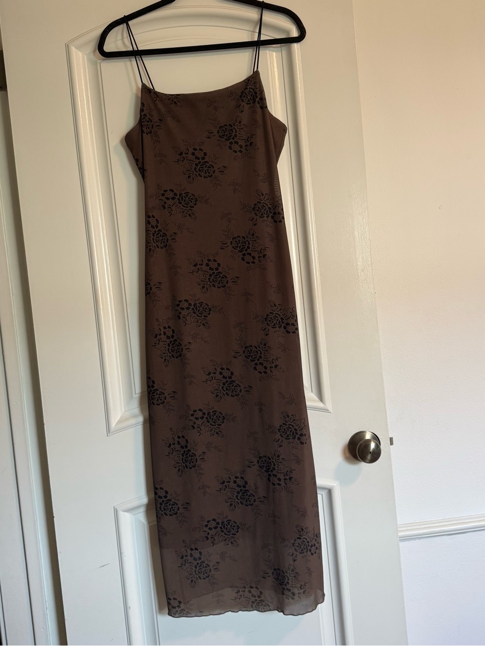 Cider Brown Floral Slip Midi Dress